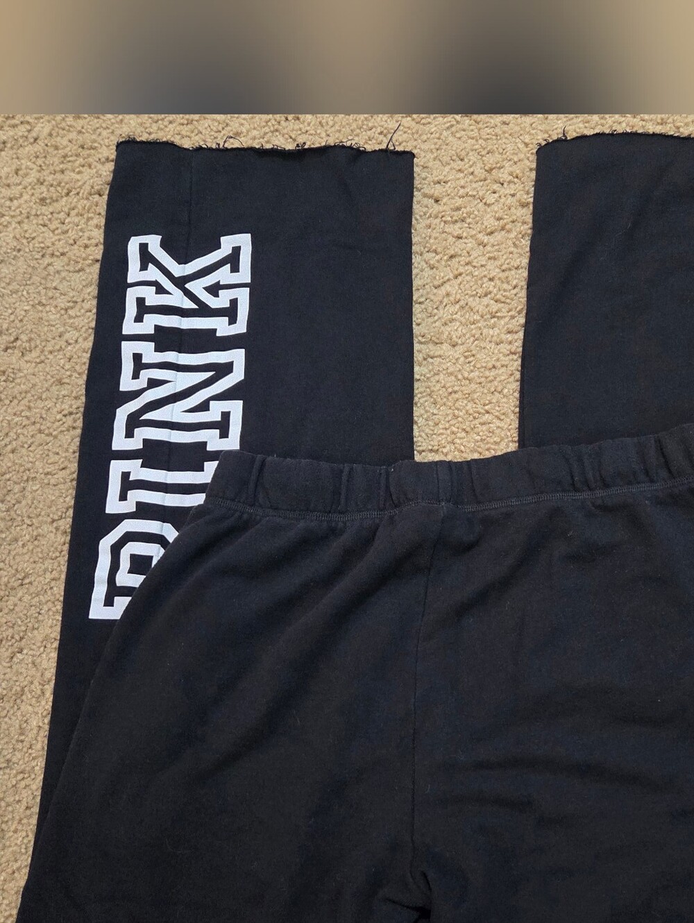PINK Victoria's Secret Raw Hem Spellout Sweatpants Joggers - Picture 5 of 6